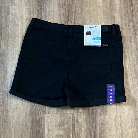 NEW Seven 7 Black Denim Jean Rolled Cuff Weekend Short Sz 16 - Picture 11 of 11